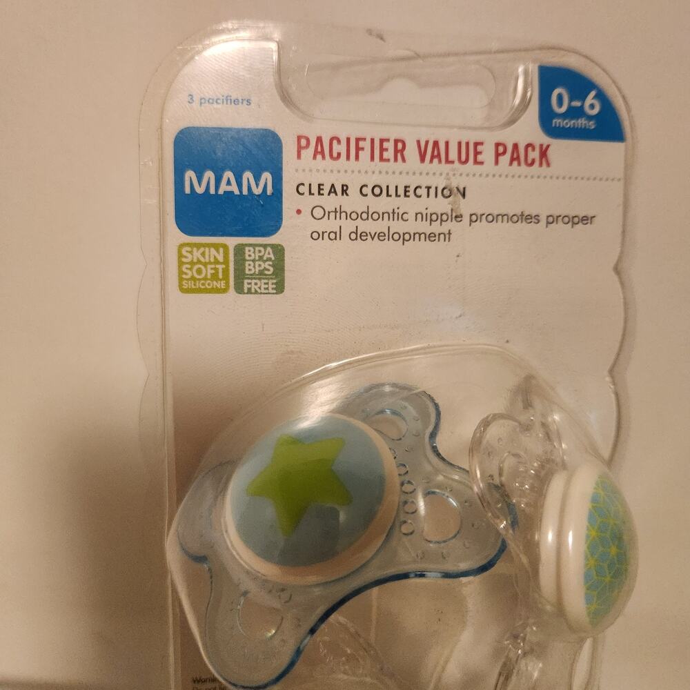 MAM NIP Clear Collection Orthodontic 3 Pack 0-6 months Pacifier